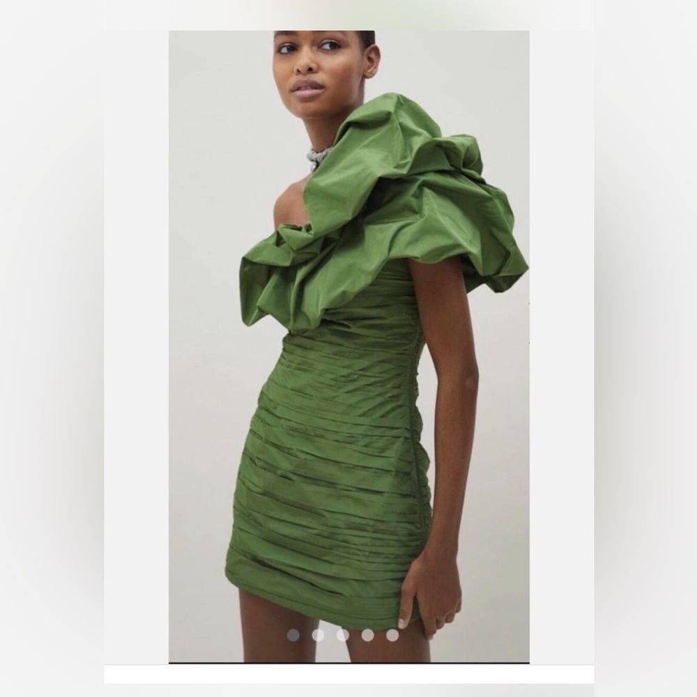 Johanna Ortiz Olive One Shoulder Dress